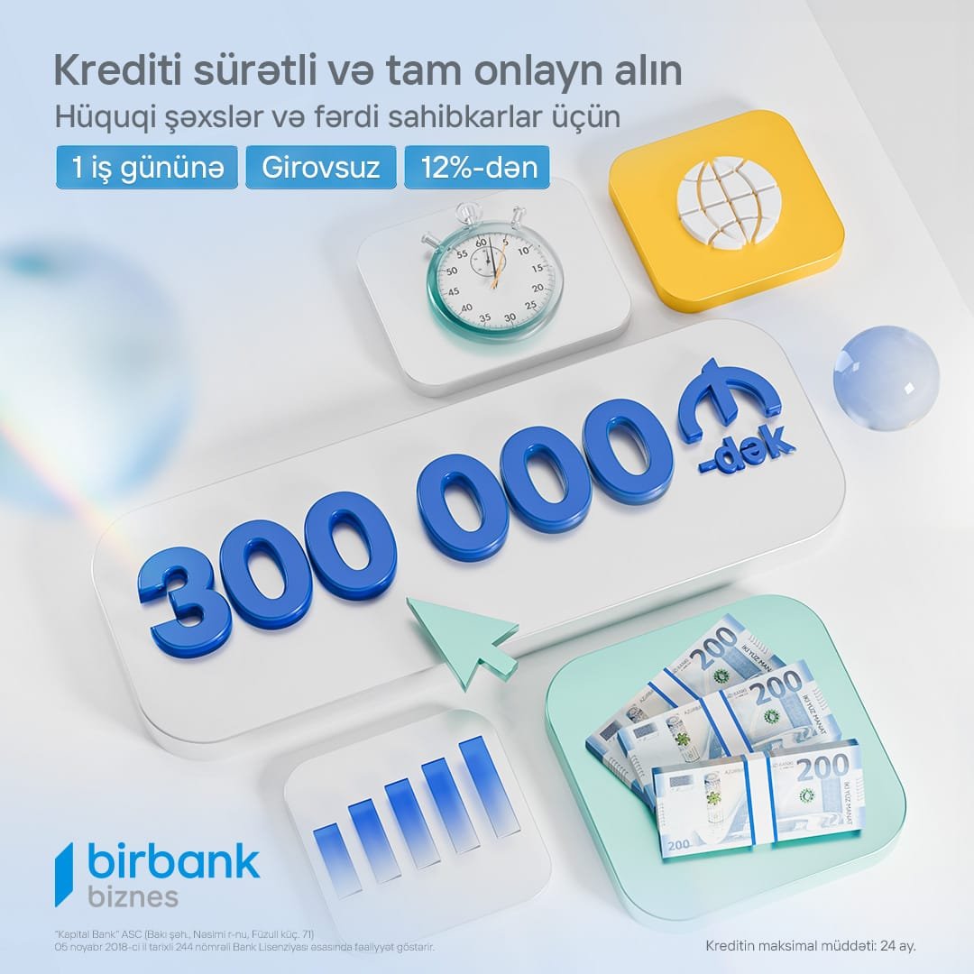 Birbank Biznes-dən sahibkarlara “Sürətli kredit” imkanı