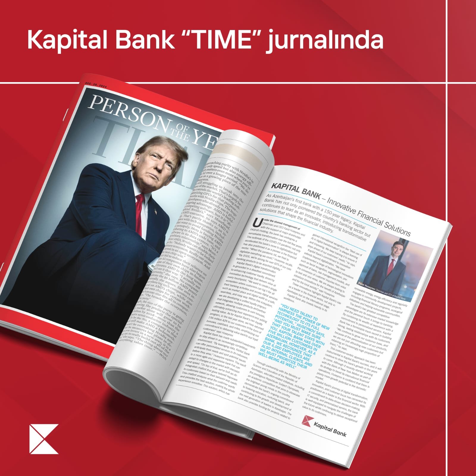 Kapital Bank “TIME” jurnalında: Fərid Hüseynovun müsahibəsi jurnalın xüsusi buraxılışında yer alıb