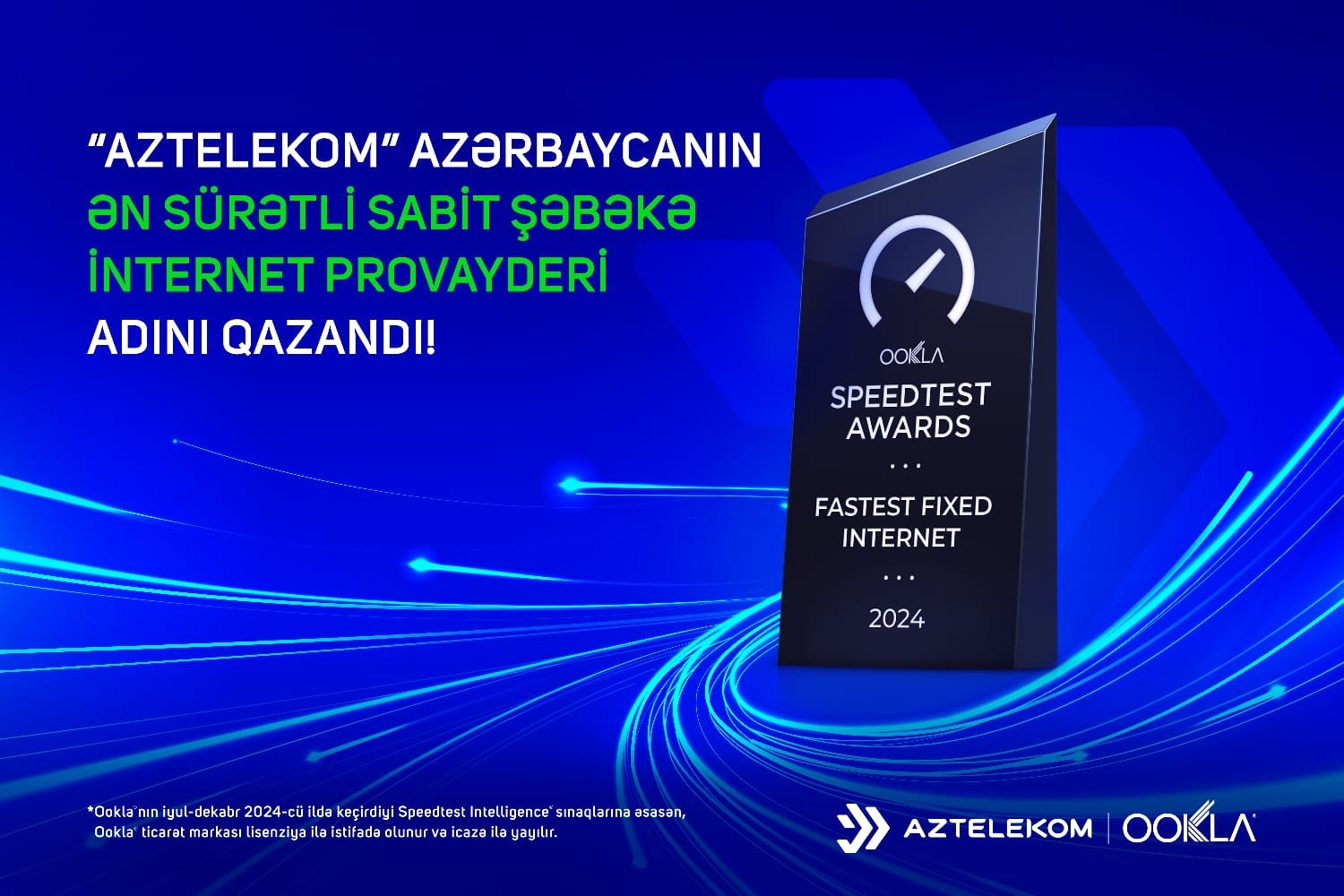 “Aztelekom” internetin sınaq və təhlili sahəsində dünya lideri olan “Ookla”® tərəfindən Azərbaycanın ən sürətli sabit şəbəkə internet provayderi seçildi