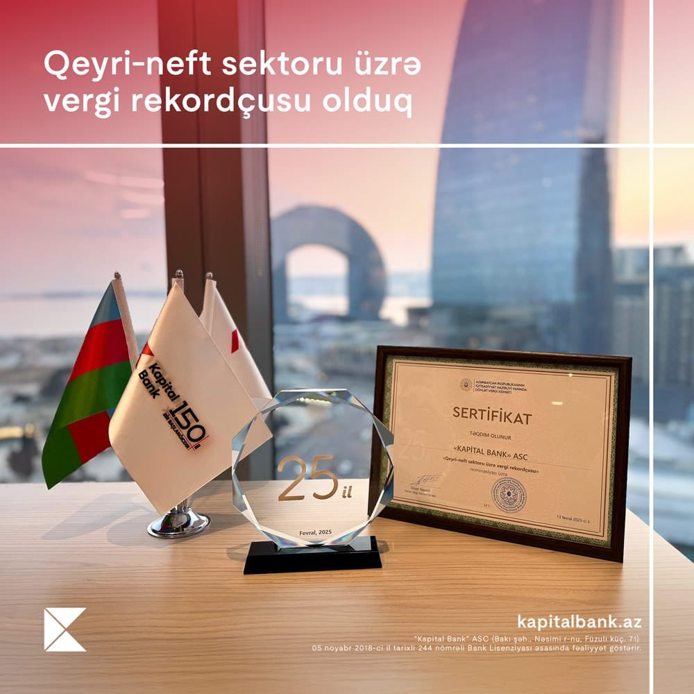 Kapital Bank qeyri-neft sektoru üzrə vergi rekordçusu seçildi