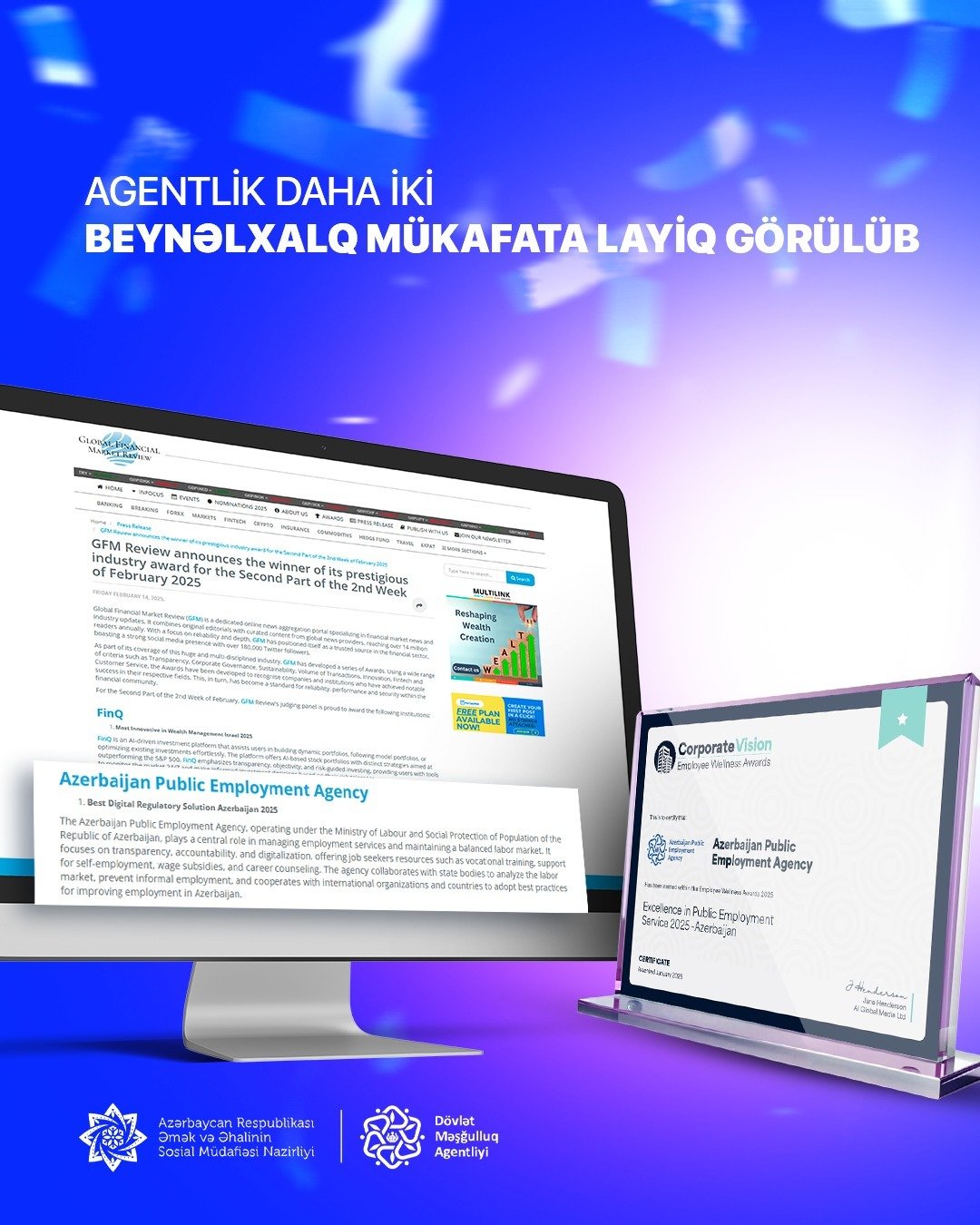 Dövlət Məşğulluq Agentliyi daha iki beynəlxalq mükafata layiq görülüb