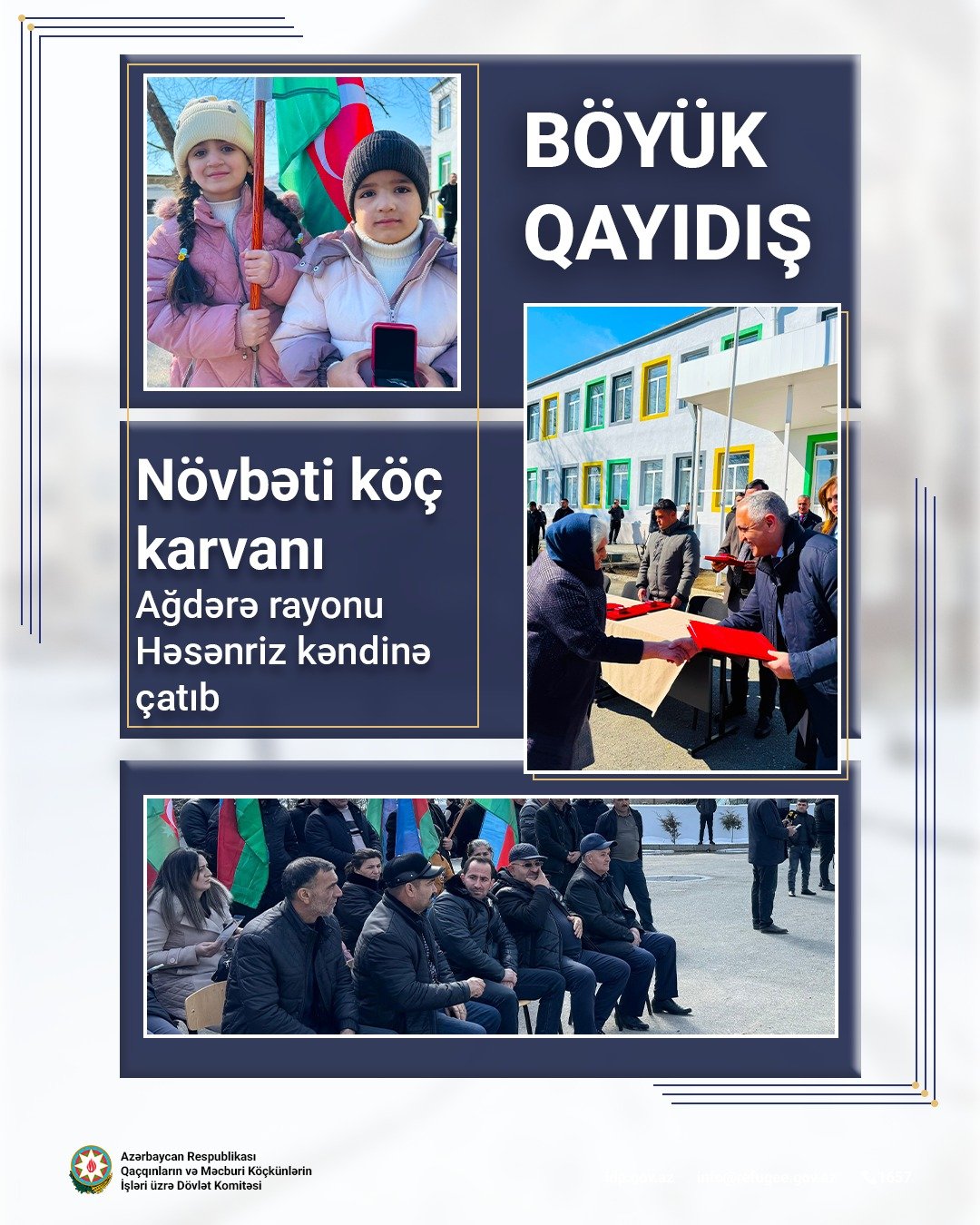 Köç karvanı Ağdərə rayonunun Həsənriz kəndinə çatıb
