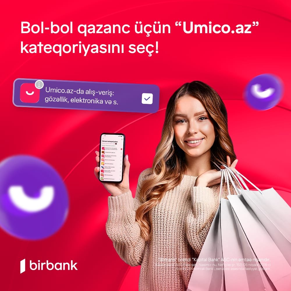 Umico.az-da Birbank kartları ilə ödənişlər indi daha çox qazandırır 