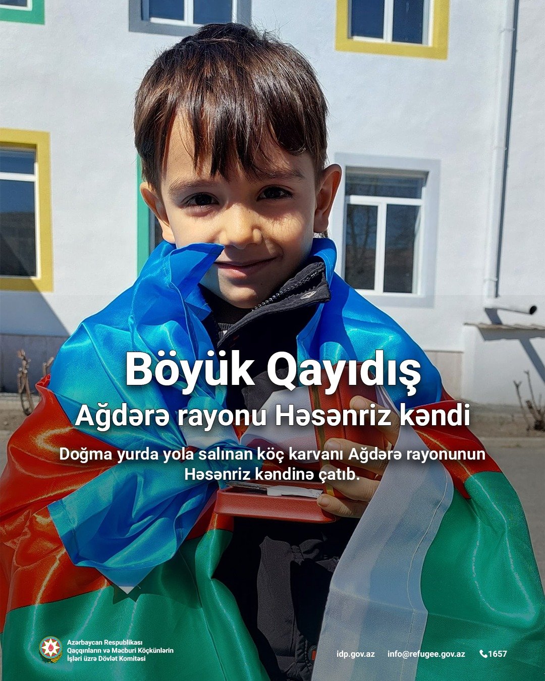 Köç karvanı Ağdərə rayonunun Həsənriz kəndinə çatıb
