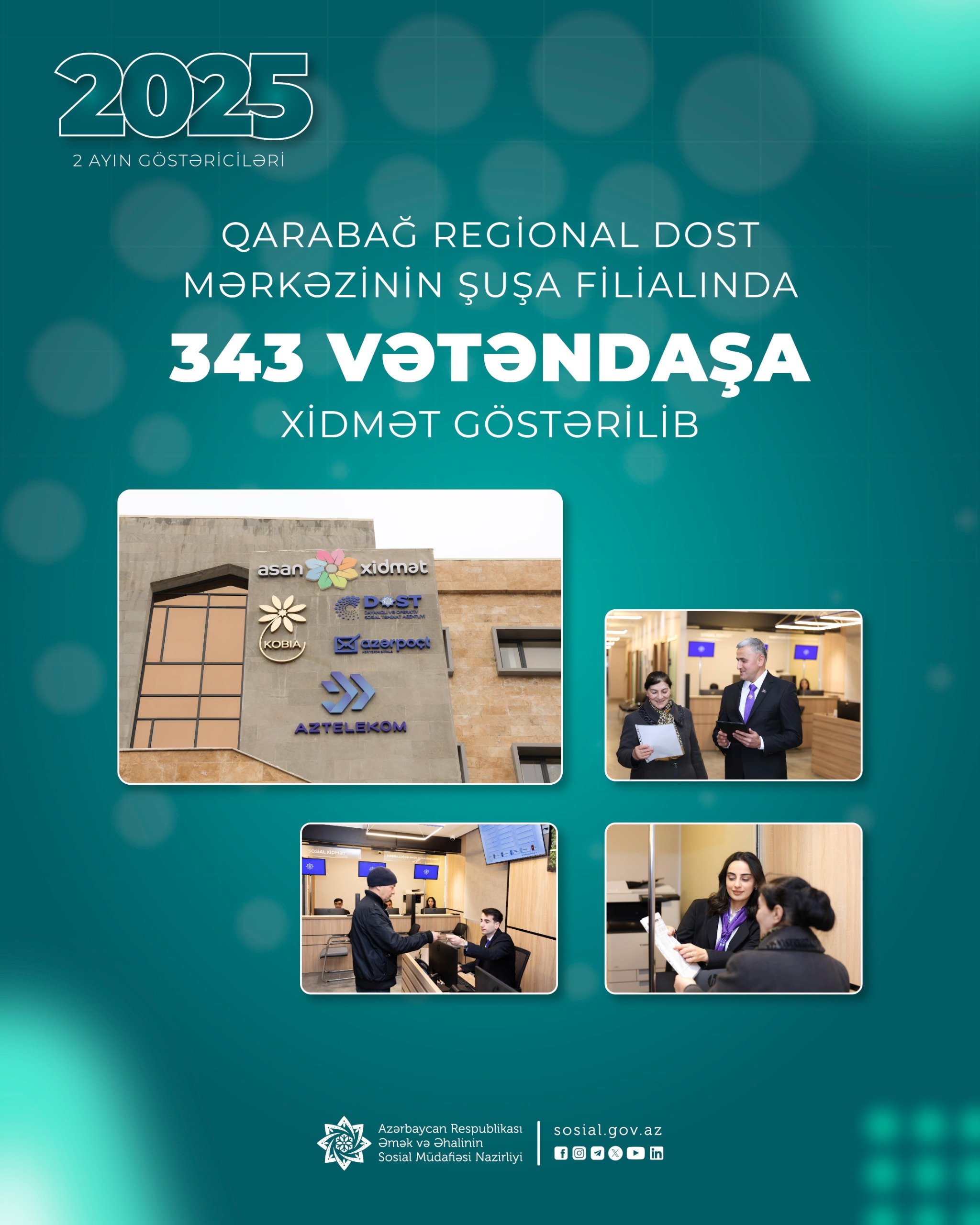 Son iki ayda Şuşa DOST filalında 343 vətəndaşa xidmət göstərilib