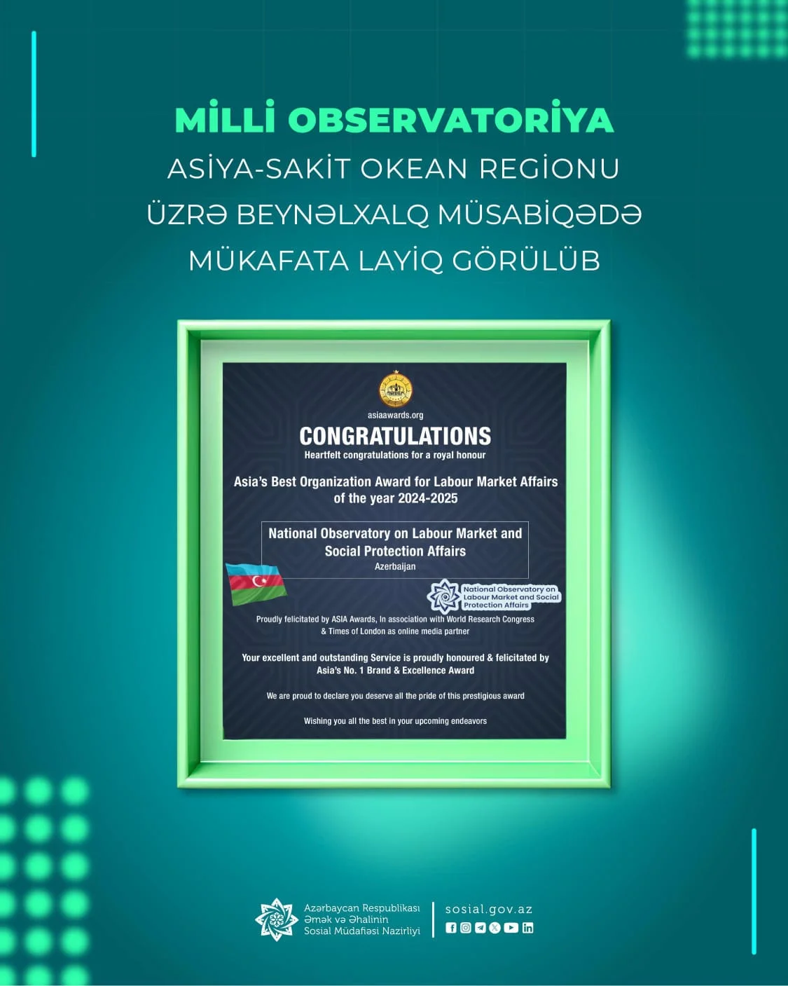 Milli Observatoriya Asiya-Sakit Okean regionu üzrə beynəlxalq müsabiqədə mükafata layiq görülüb