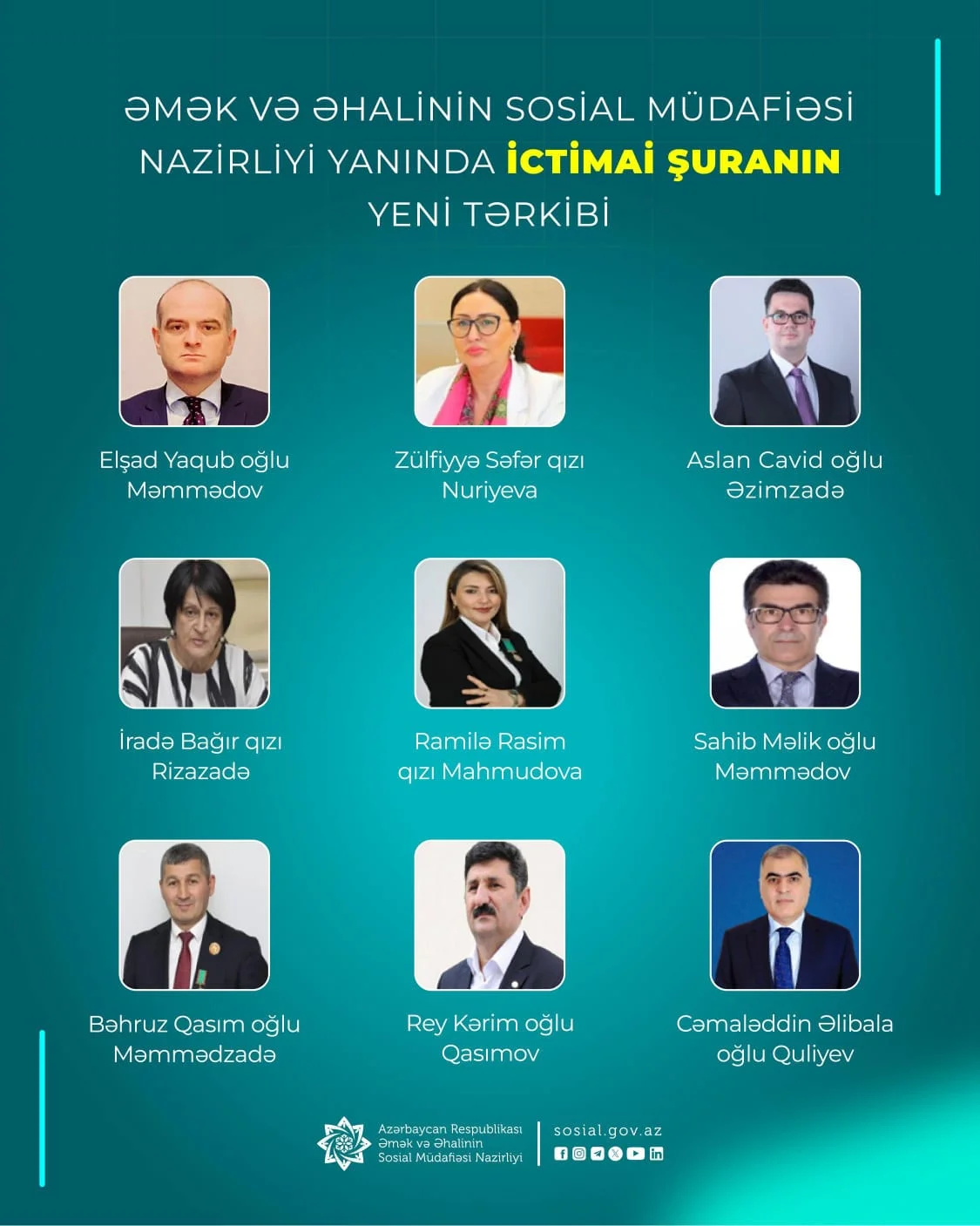 Əmək və Əhalinin Sosial Müdafiəsi Nazirliyi yanında İctimai şuranın 9 nəfərlik yeni tərkibi seçildi