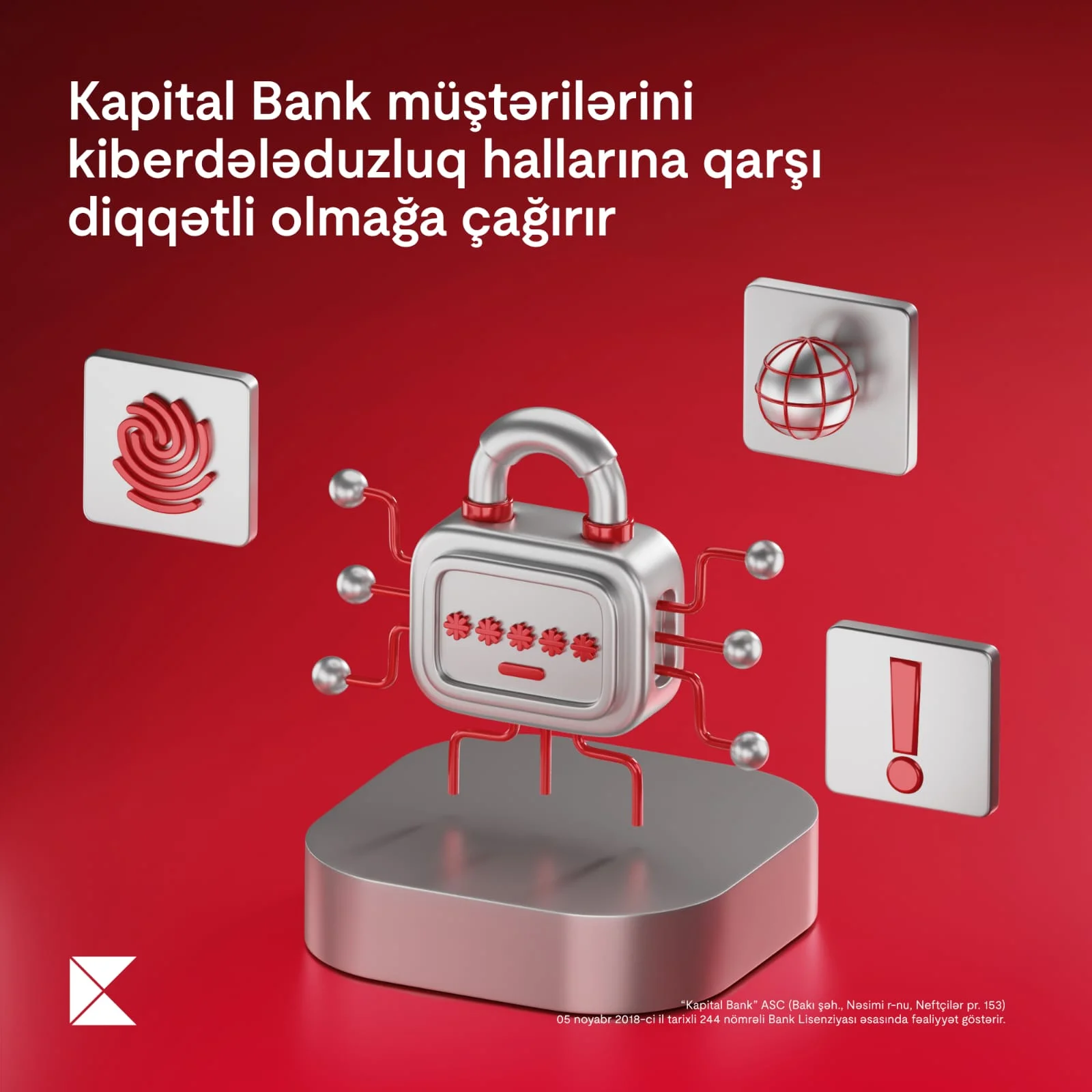 Kapital Bank istifadəçiləri diqqətli olmağa çağırır: Lisenziyasız proqramlardan istifadə təhlükəlidir