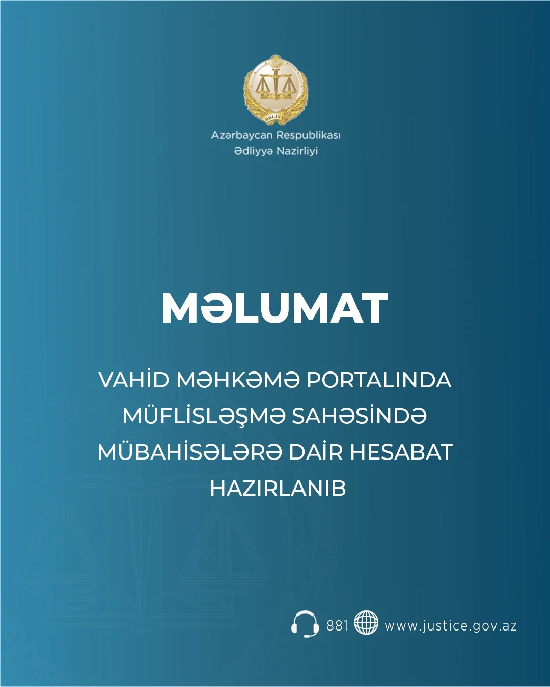 Vahid Məhkəmə Portalında müflisləşmə sahəsində mübahisələrə dair hesabat hazırlanıb