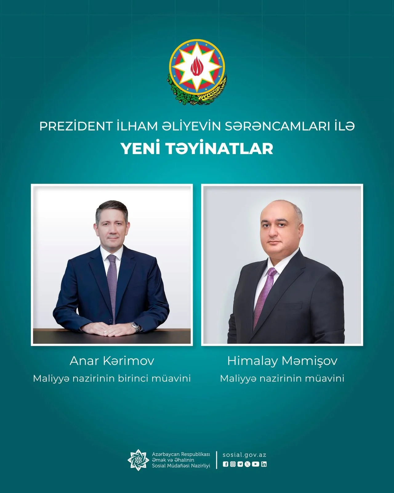 Anar Kərimov əmək və əhalinin sosial müdafiəsi nazirinin müavini vəzifəsindən azad edilib