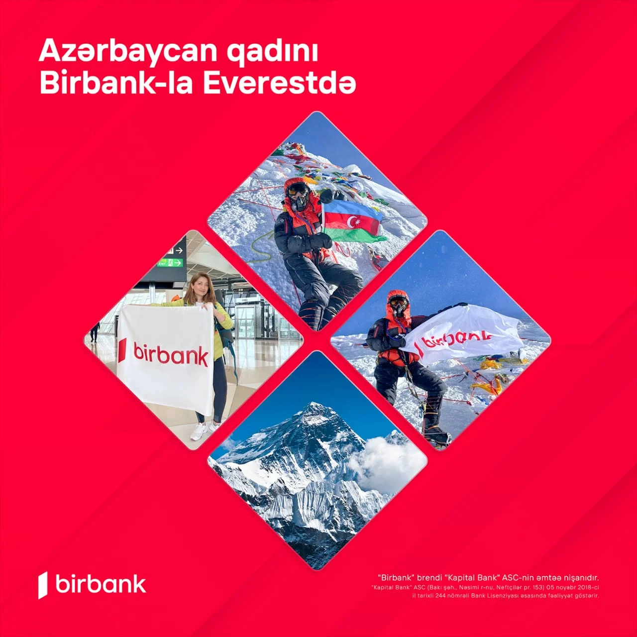 Birbank-ın dəstəyi ilə Vəfa Musayevə bayrağımızı Everest zirvəsinə sancdı