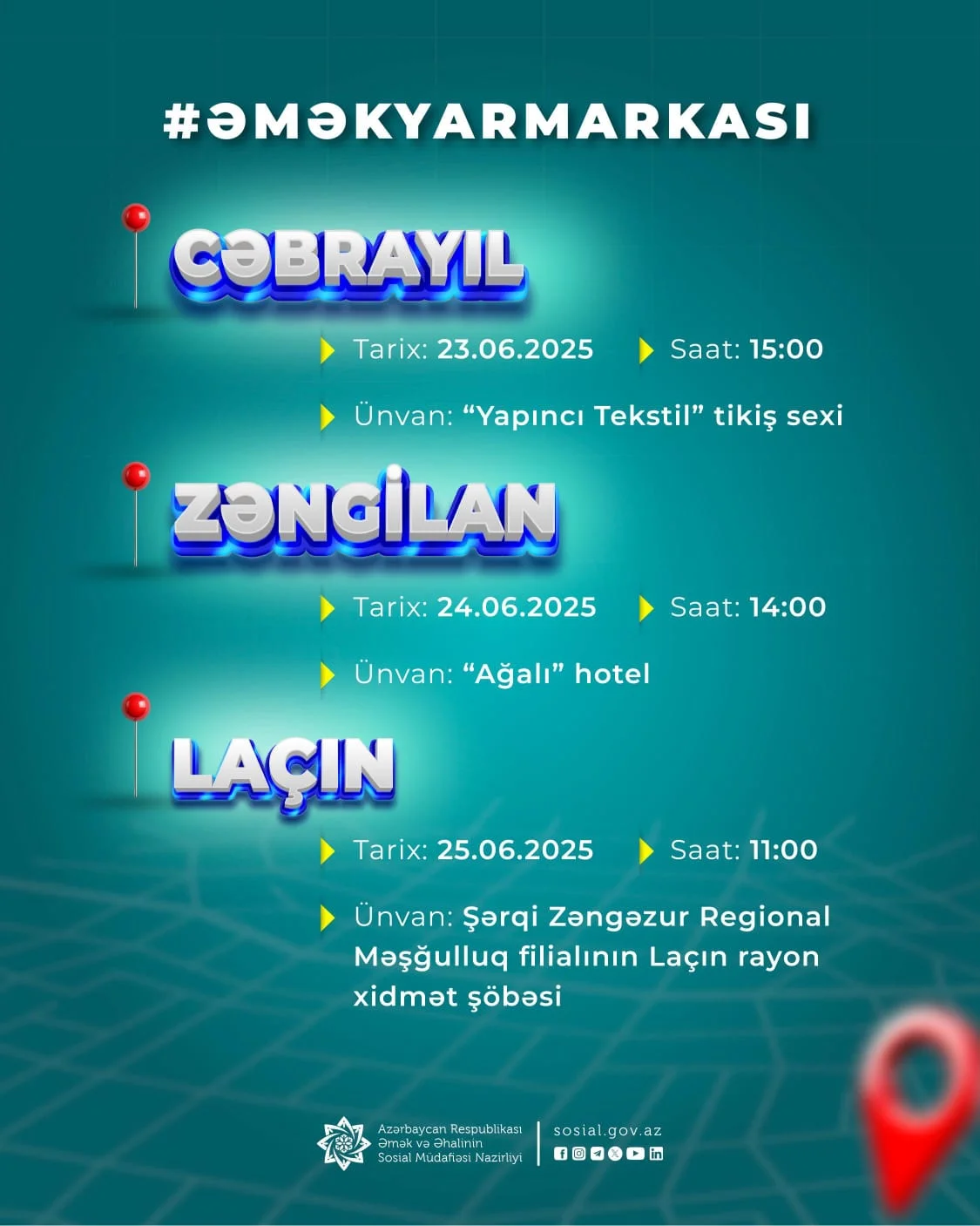 Cəbrayıl, Zəngilan və Laçında növbəti əmək yarmarkaları keçiriləcək