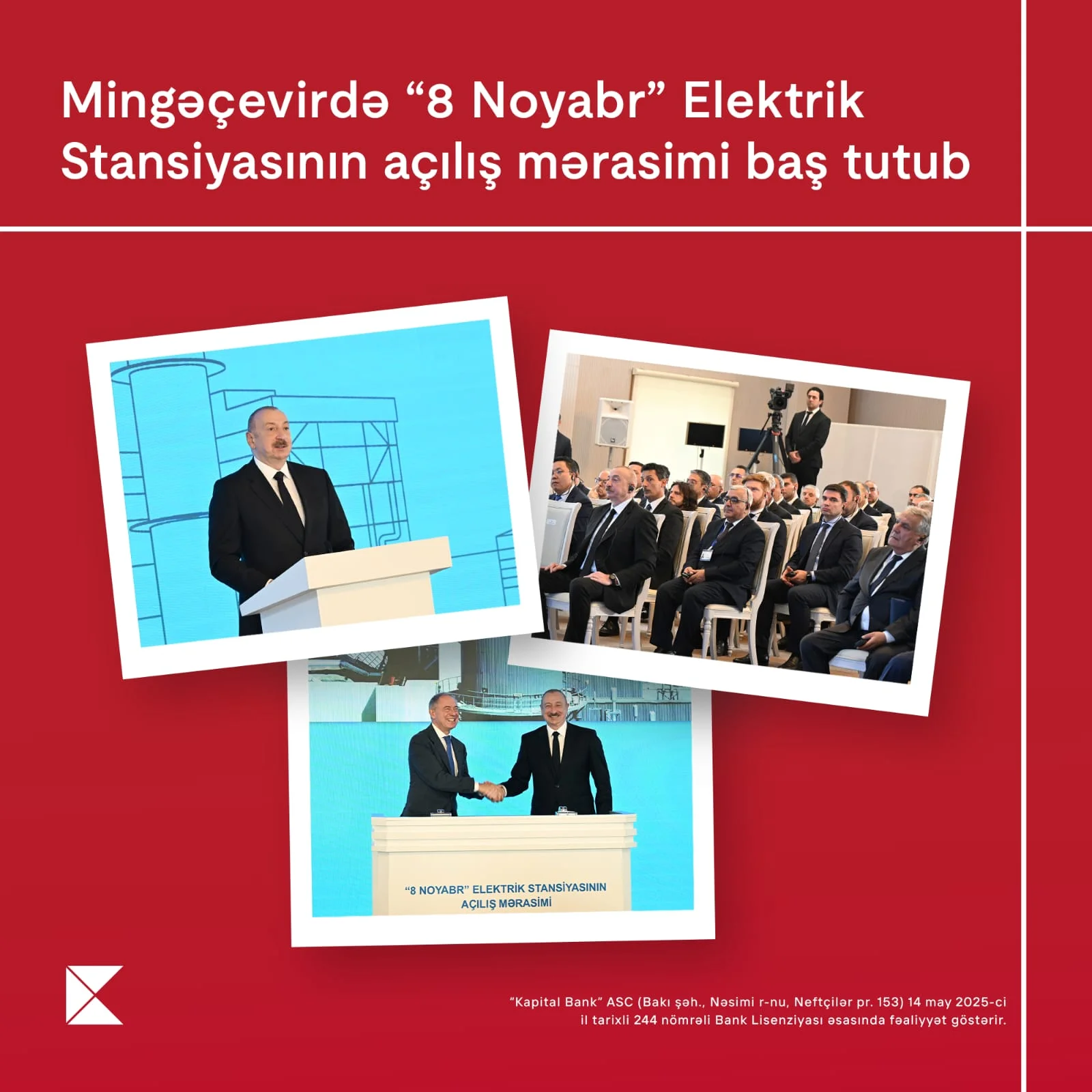Mingəçevirdə “8 Noyabr” Elektrik Stansiyasının açılış mərasimi baş tutub