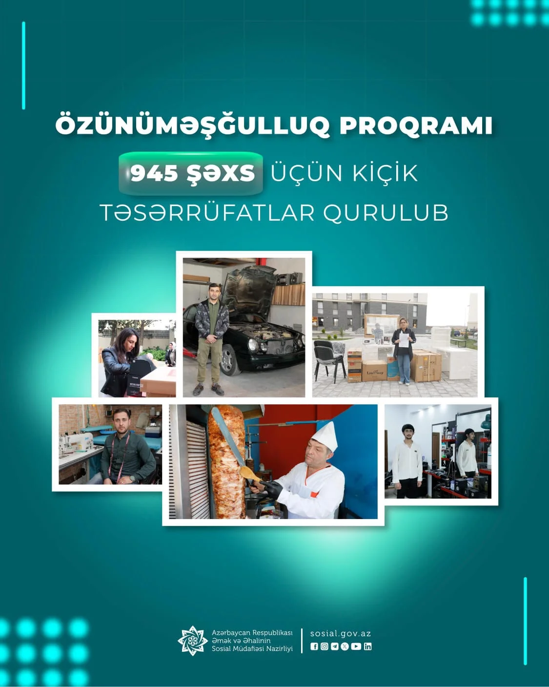 Son bir ayda özünüməşğulluq proqramı üzrə 945 şəxs üçün kiçik təsərrüfatlar qurulub