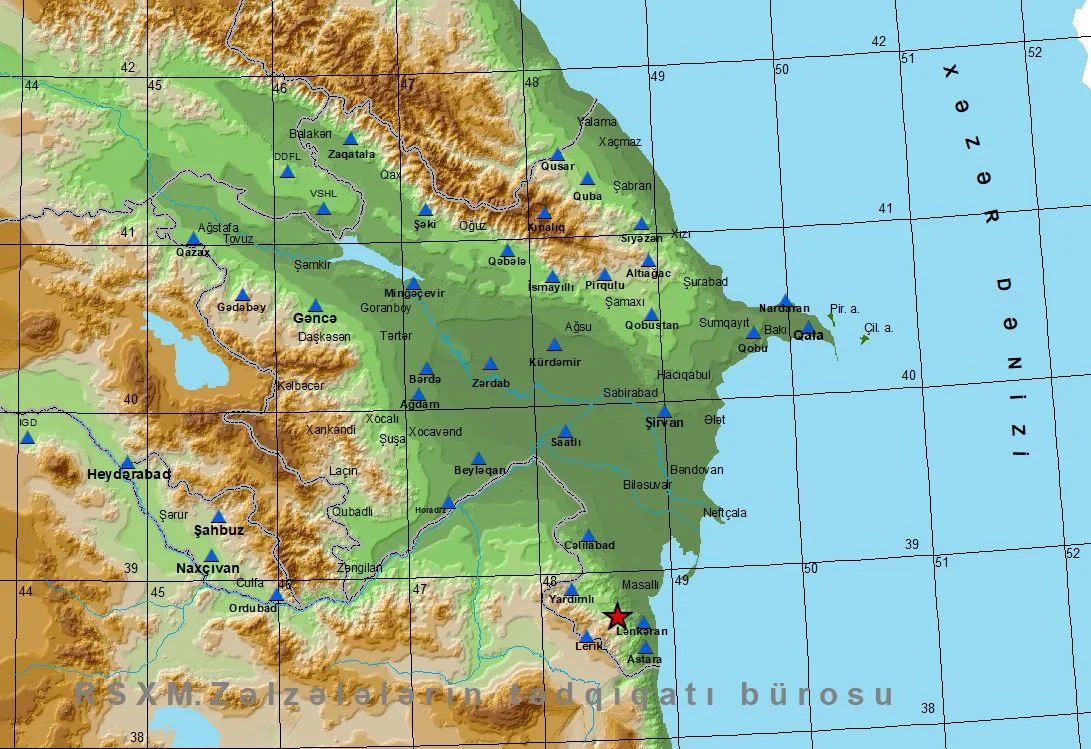 Lerik, Lənkəran, Masallı, Yardımlı, Cəlilabad rayonlarında 3 bal gücündə hiss oldu