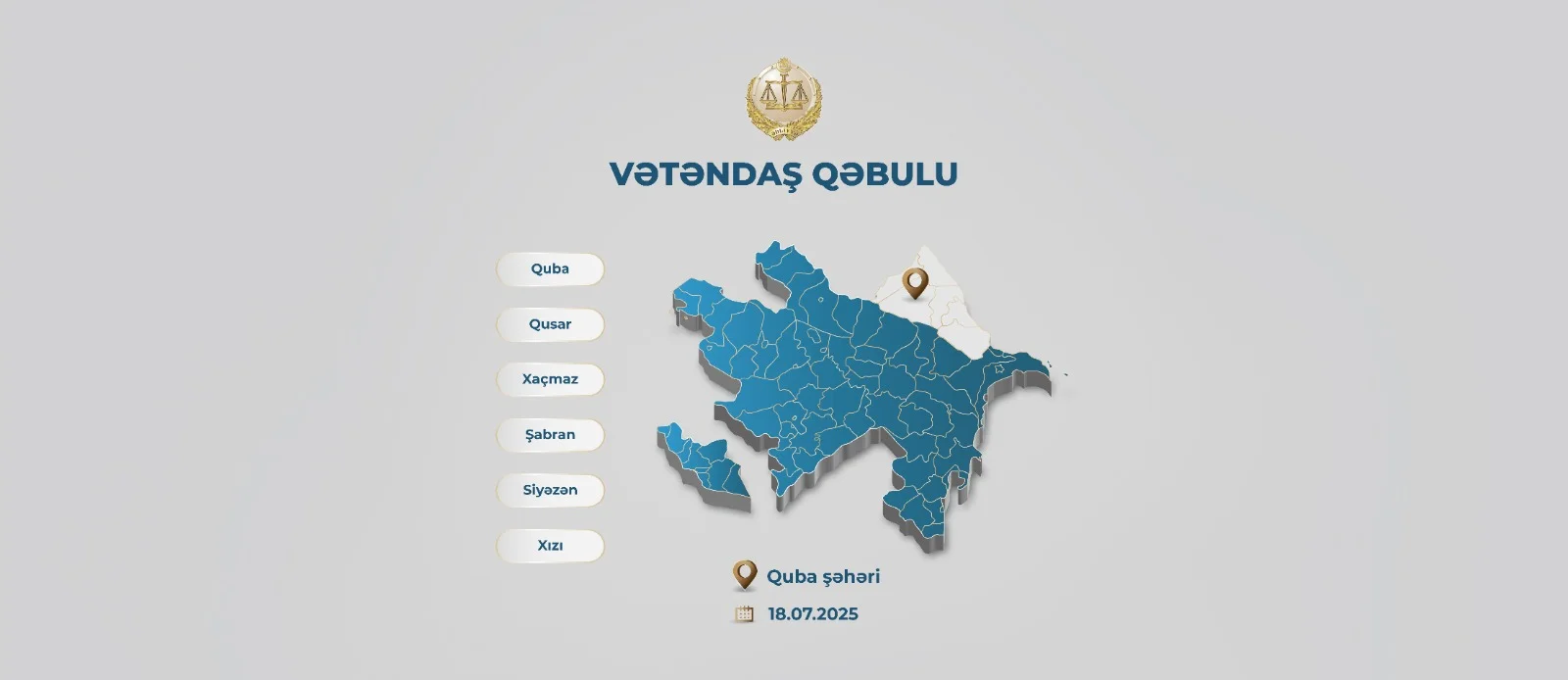 Ədliyyə naziri Quba şəhərində vətəndaşları qəbul edəcək