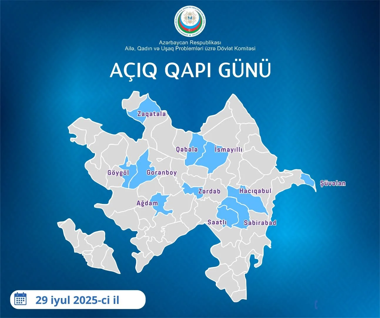 Ailə, Qadın və Uşaq Problemləri üzrə Dövlət Komitəsi regionlarda növbəti “Açıq qapı” günü keçirəcək