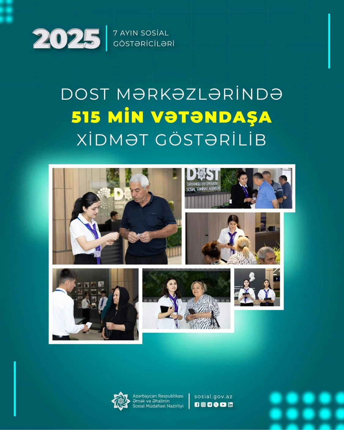 Yanvar-iyul aylarında DOST mərkəzlərində 515 min vətəndaşa xidmət göstərilib