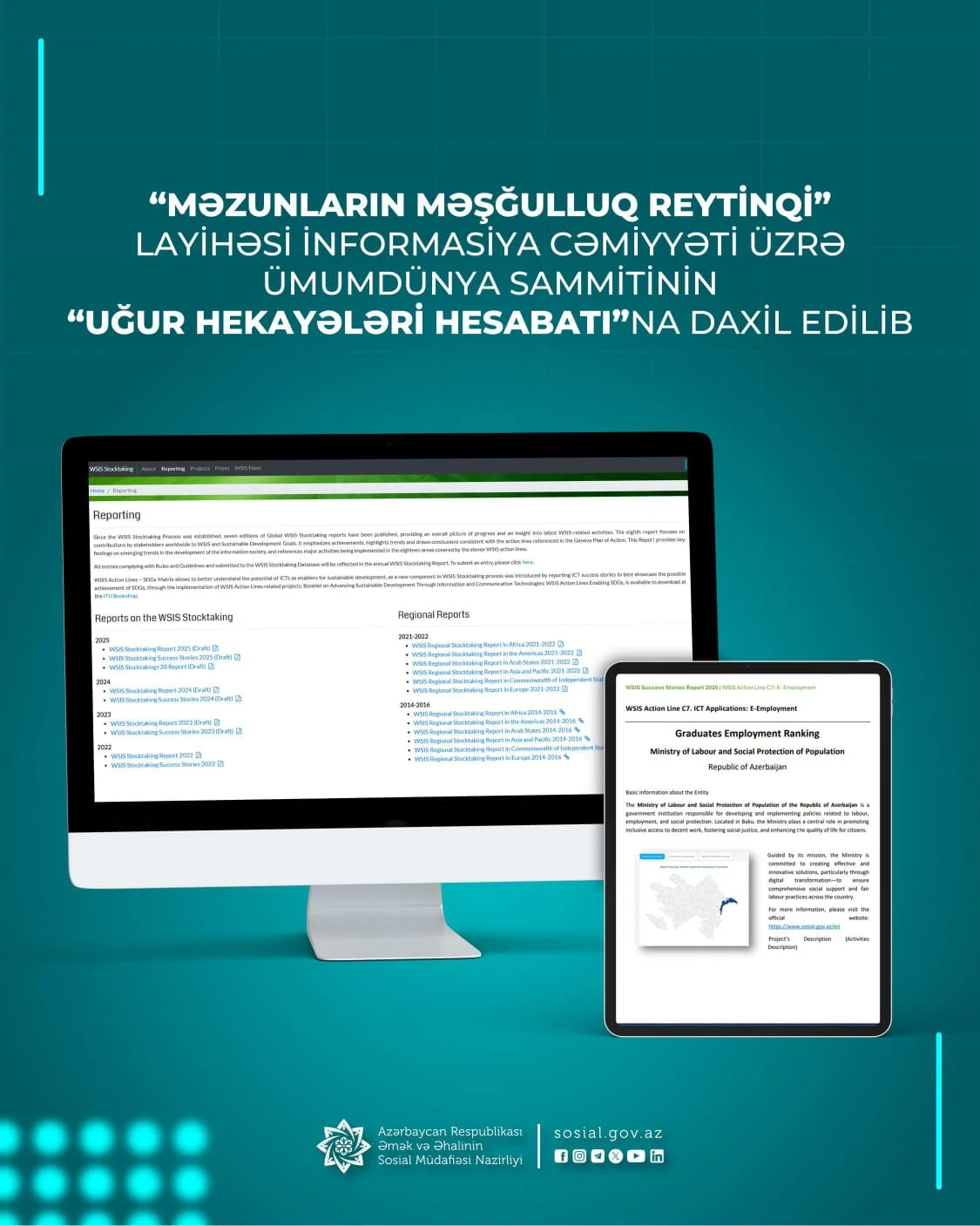 Məzunların məşğulluq reytinqi” layihəsi İnformasiya Cəmiyyəti üzrə Ümumdünya Sammitinin “Uğur hekayələri hesabatı”na daxil edilib
