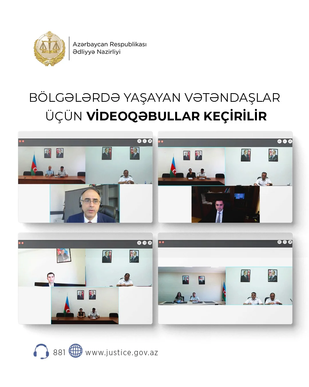Ədliyyə Nazirliyi tərəfindən bölgələrdə yaşayan vətəndaşlar üçün videoqəbullar keçirilir