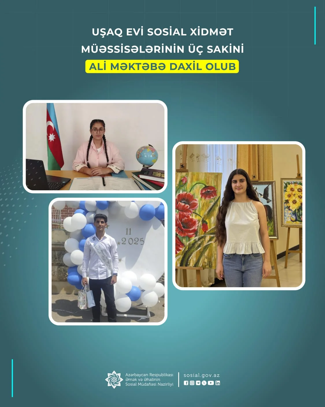 Uşaq evi sosial xidmət müəssisələrinin üç sakini ali məktəbə daxil olub