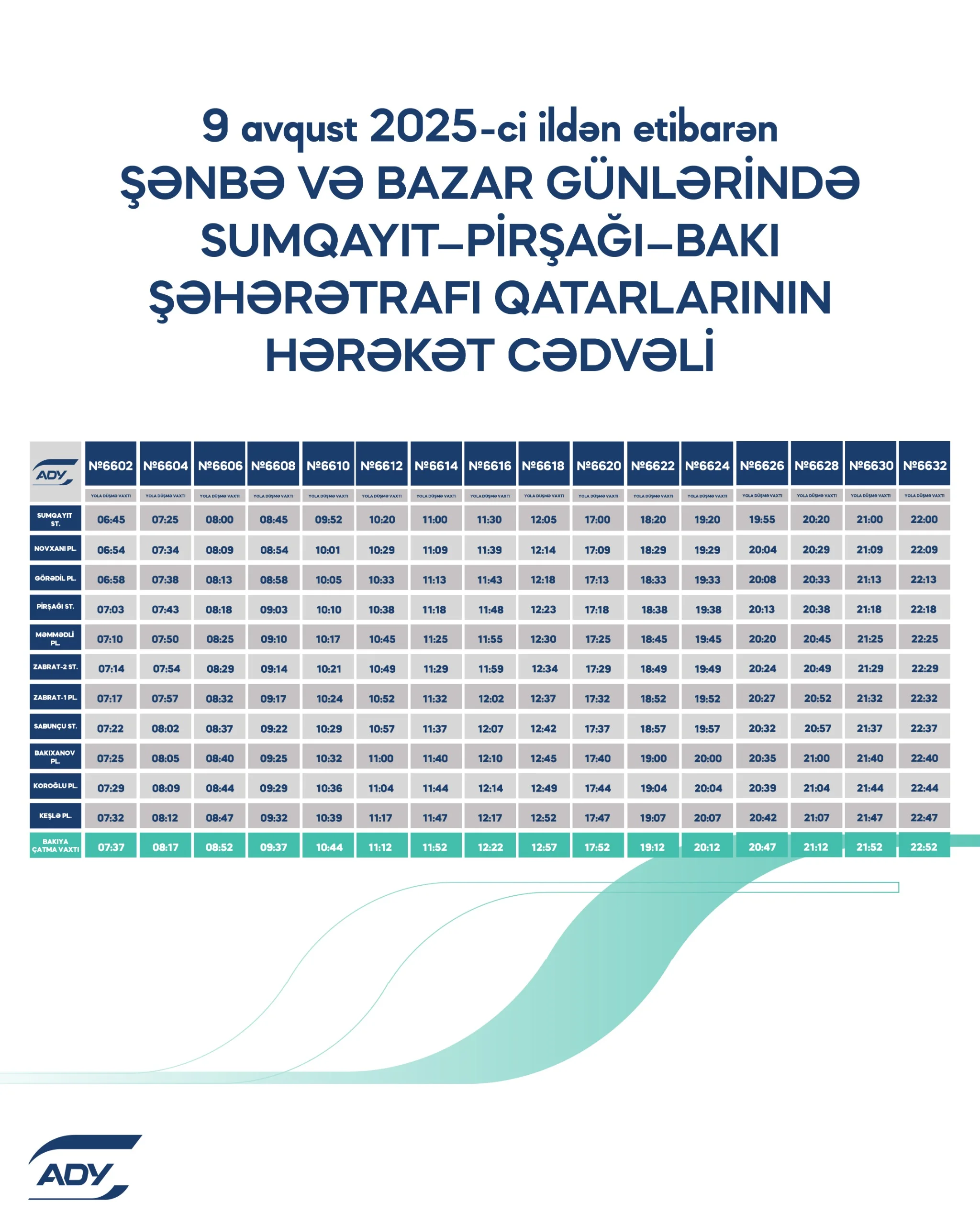 Abşeron dairəvi marşrutu üzrə qatarların iş günü qrafikində dəyişikliklər edilir