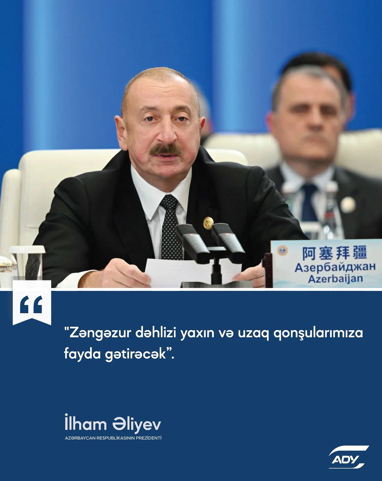 Prezident İlham Əliyev: “Orta Dəhliz etibarlı marşrut kimi önəmini artırır, Zəngəzur dəhlizi isə beynəlxalq yükdaşımaları genişləndirəcək”