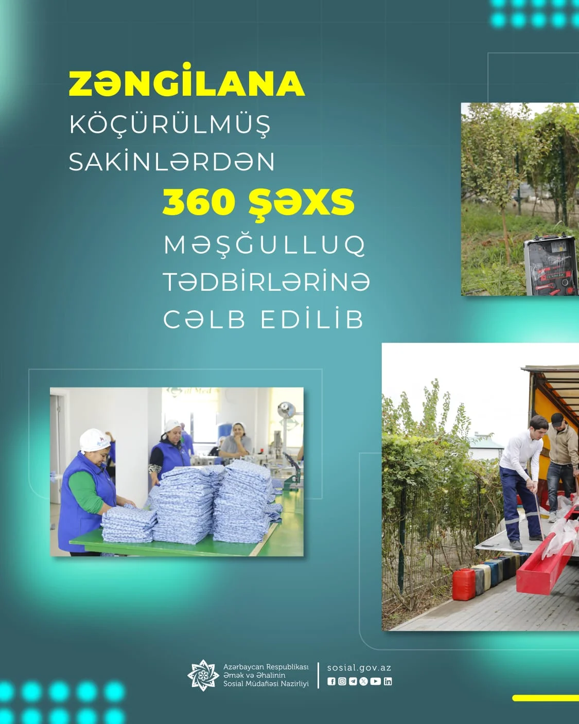 Zəngilana köçürülmüş sakinlərdən 360 şəxs məşğulluq tədbirlərinə cəlb edilib