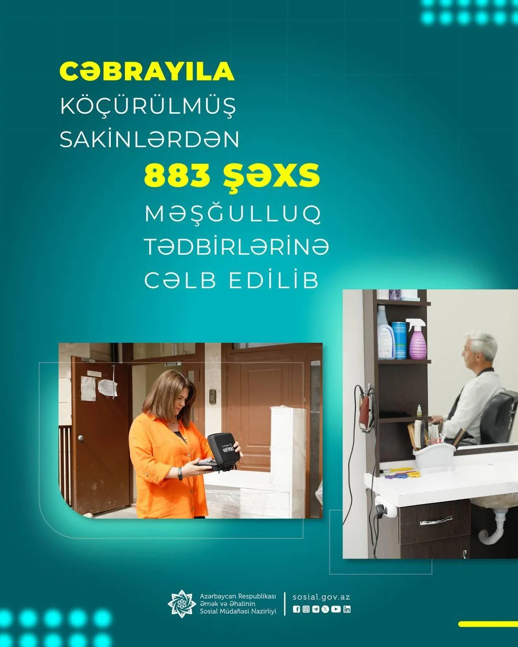 Cəbrayıla köçürülmüş sakinlərdən 880-dən çox şəxs məşğulluq tədbirlərinə cəlb edilib