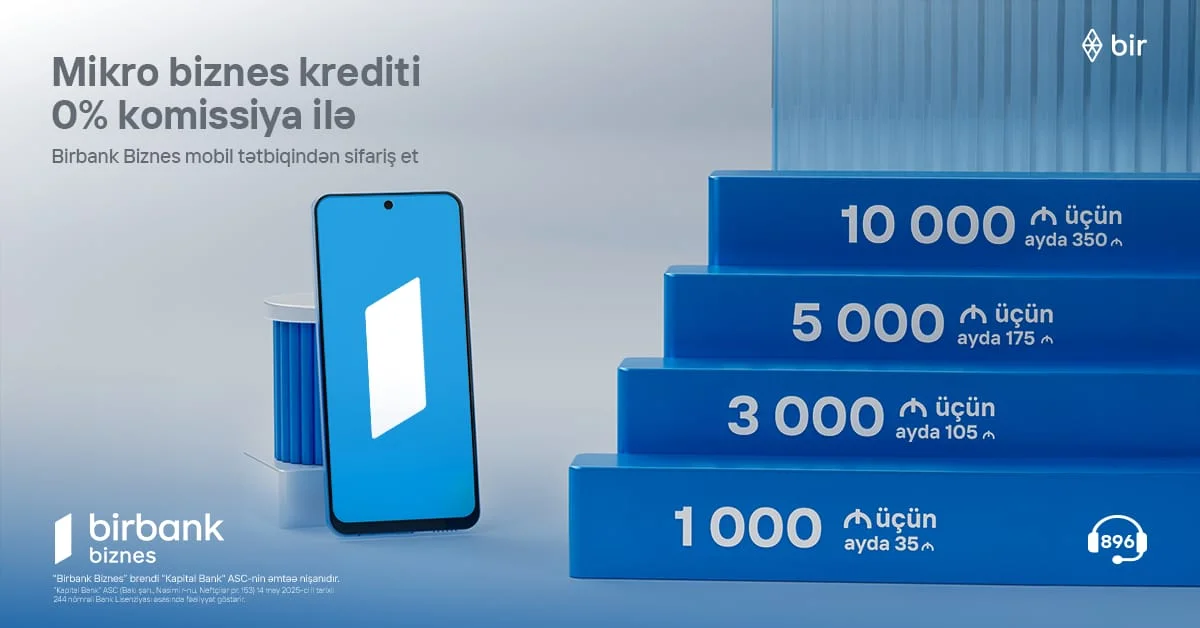 10 000 AZN kredit götür, aylıq cəmi 350 manat ödə – Birbank Biznes-dən sərfəli kredit kampaniyası