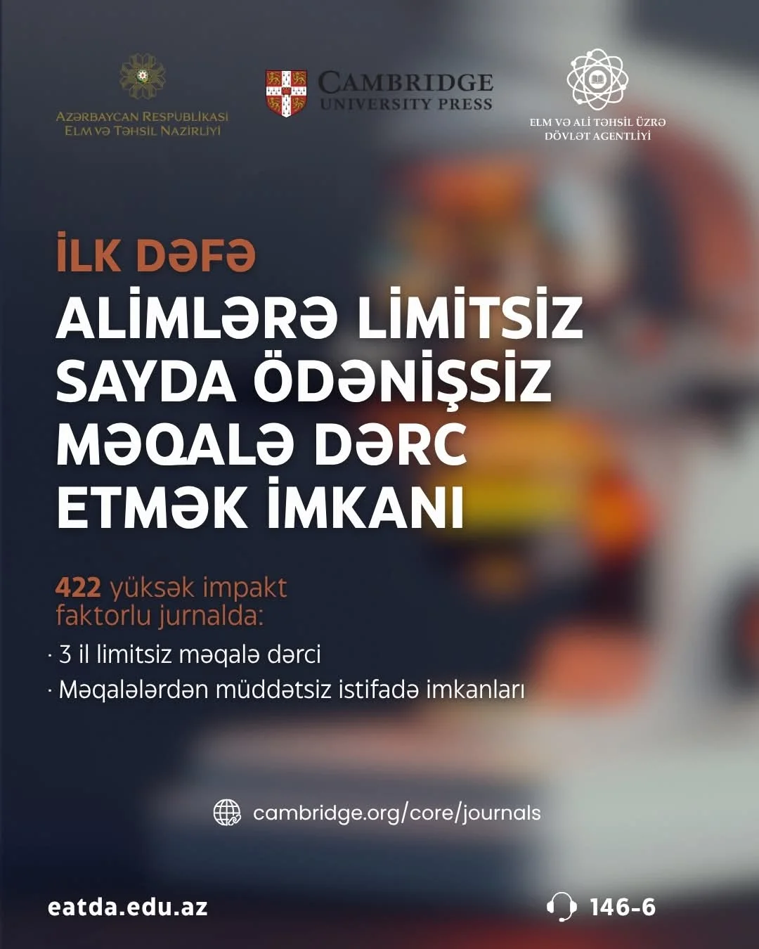 İlk dəfə ölkədəki bütün alimlərə limitsiz sayda ödənişsiz məqalə dərc etmək imkanı təqdim edildi