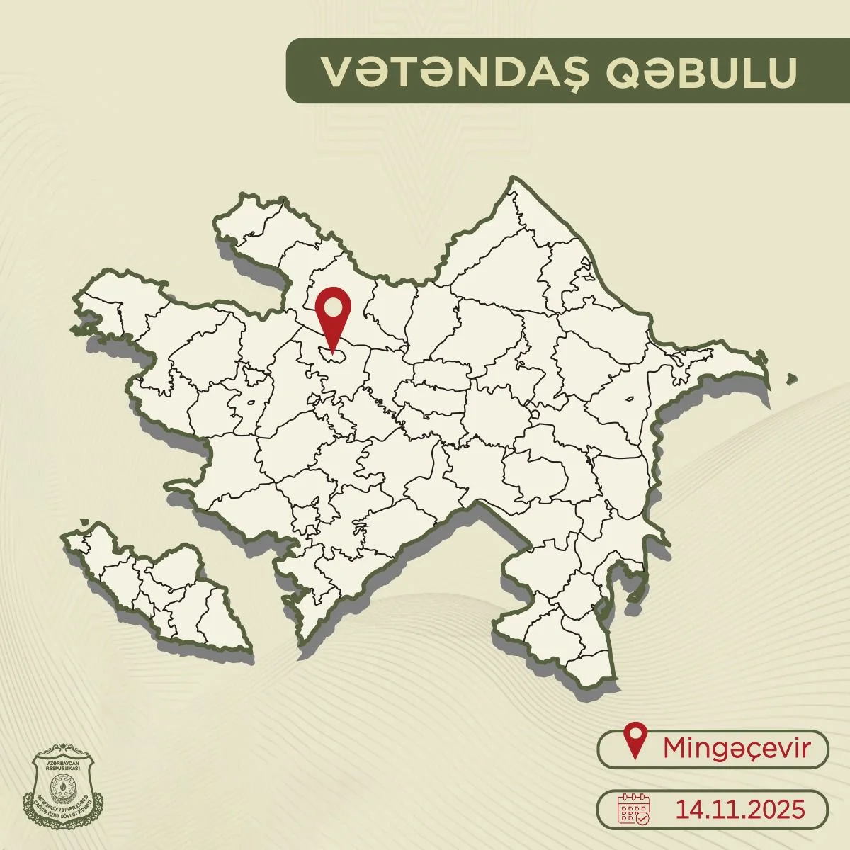 General-mayor Mürsəl İbrahimov 14 noyabrda Mingəçevir şəhərində vətəndaşları qəbul edəcək