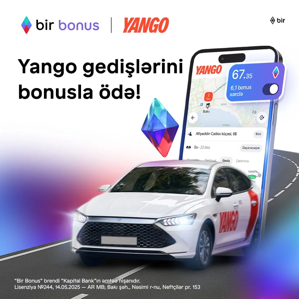 Taksi ödənişlərinizi Bir Bonus-la edin, pulunuz cibinizdə qalsın