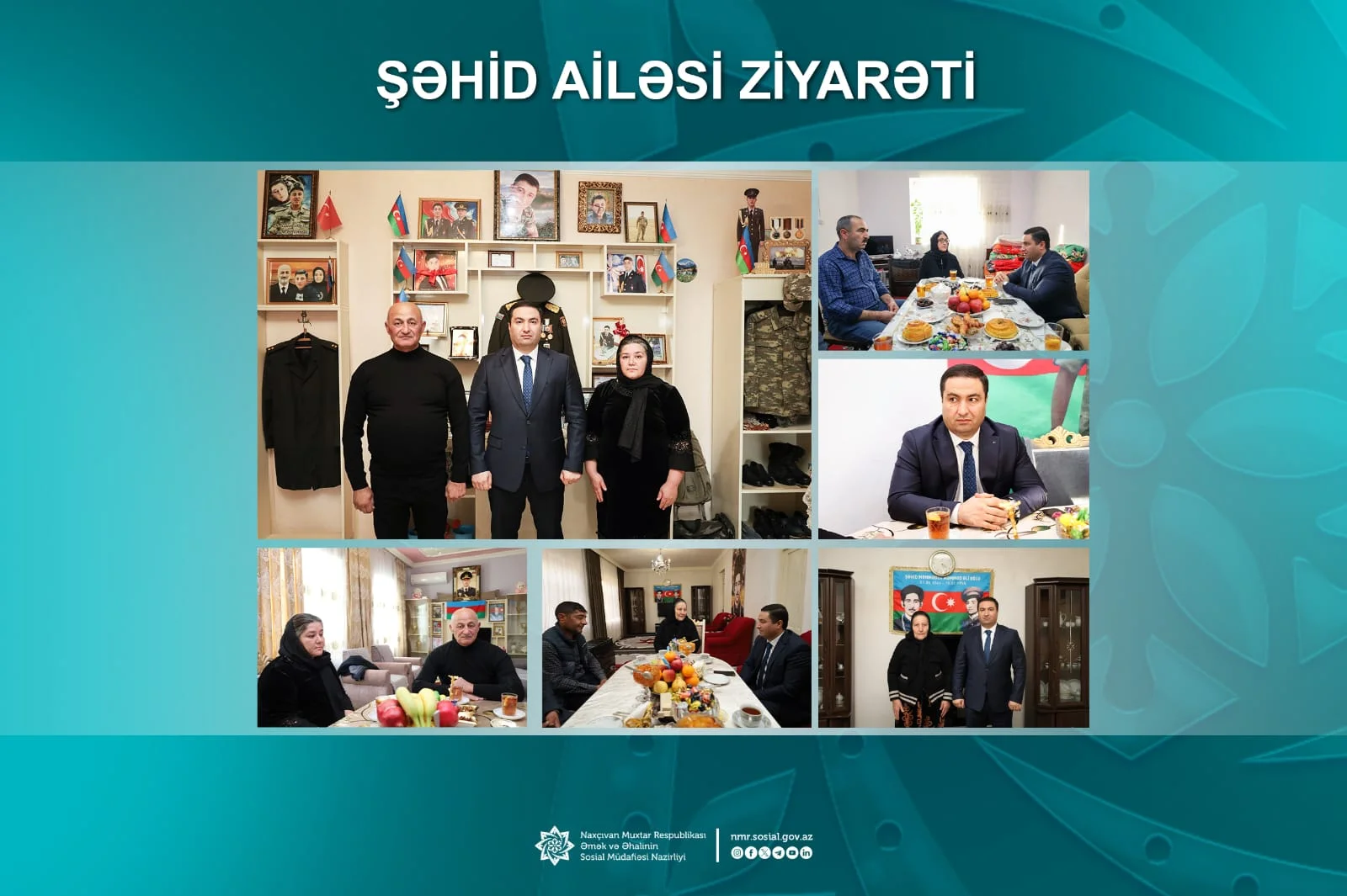 Dövlət Sosial Müdafiə Fondunun İdarə Heyətinin sədri Elməddin Qəribov Şərur rayonundan olan bir sıra şəhid ailələri ziyarət edib