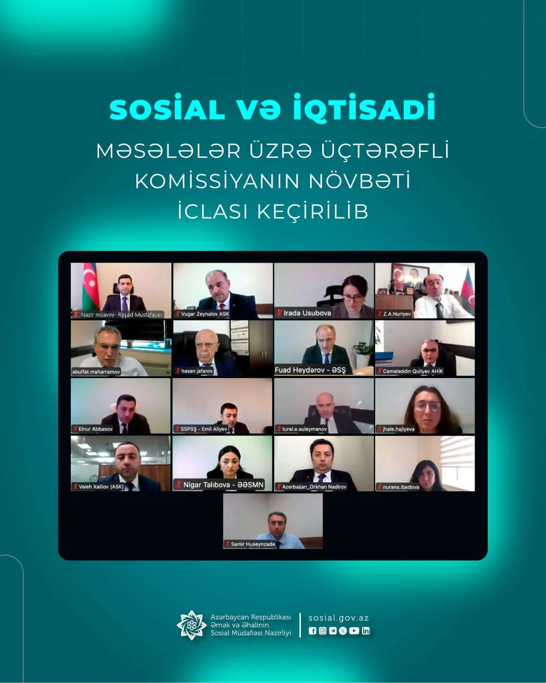 Sosial və İqtisadi Məsələlər üzrə Üçtərəfli Komissiya növbəti iclasını keçirib