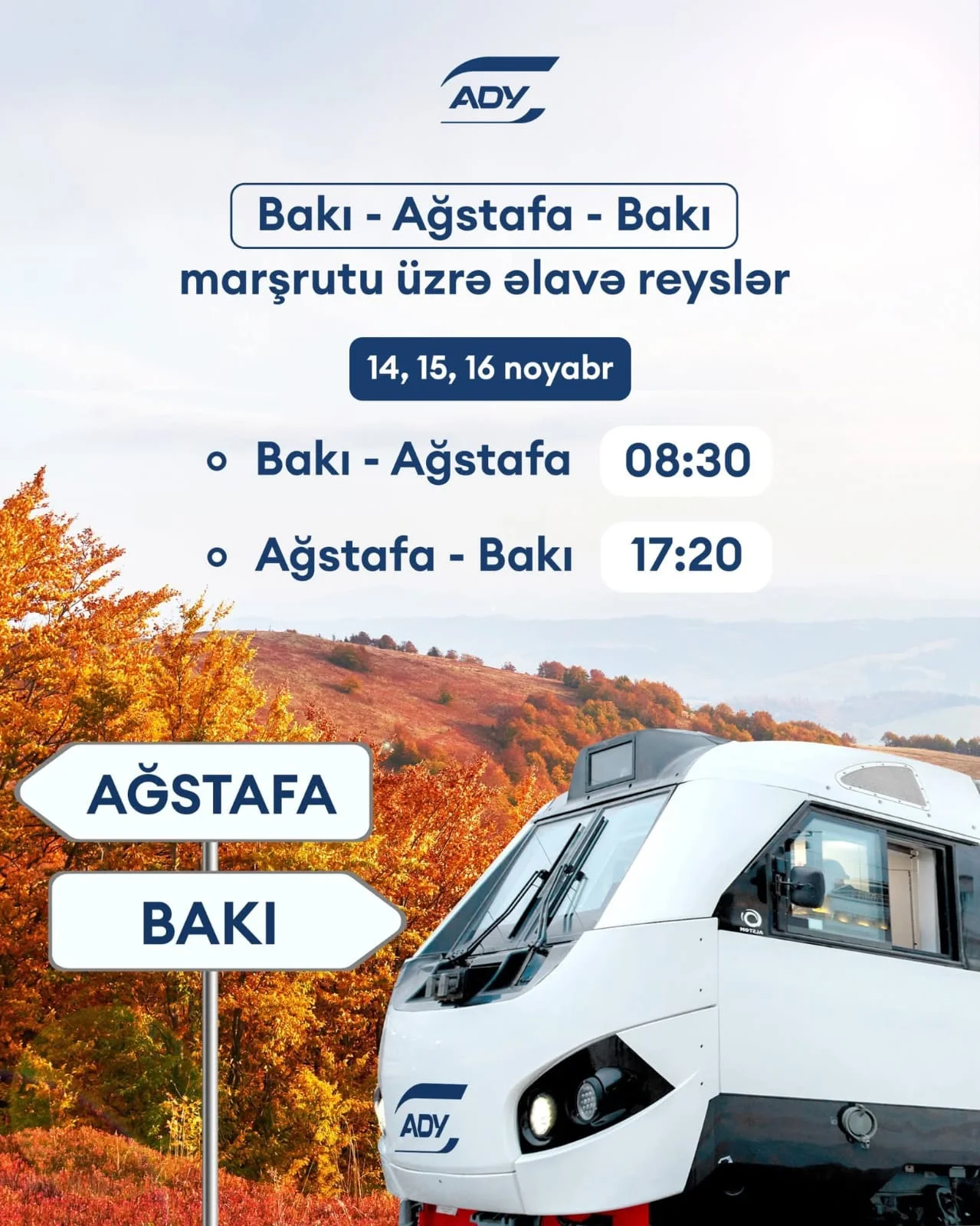 Bakı–Ağstafa istiqamətində əlavə qatar reysləri təyin olunur