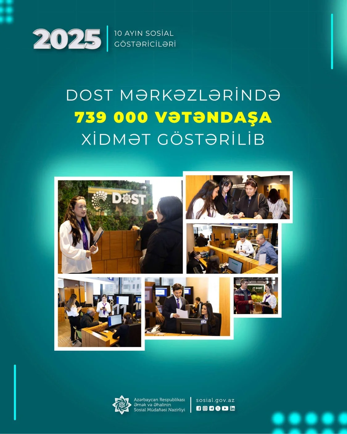 Yanvar-oktyabr aylarında DOST mərkəzlərində 739 min vətəndaşa xidmət göstərilib
