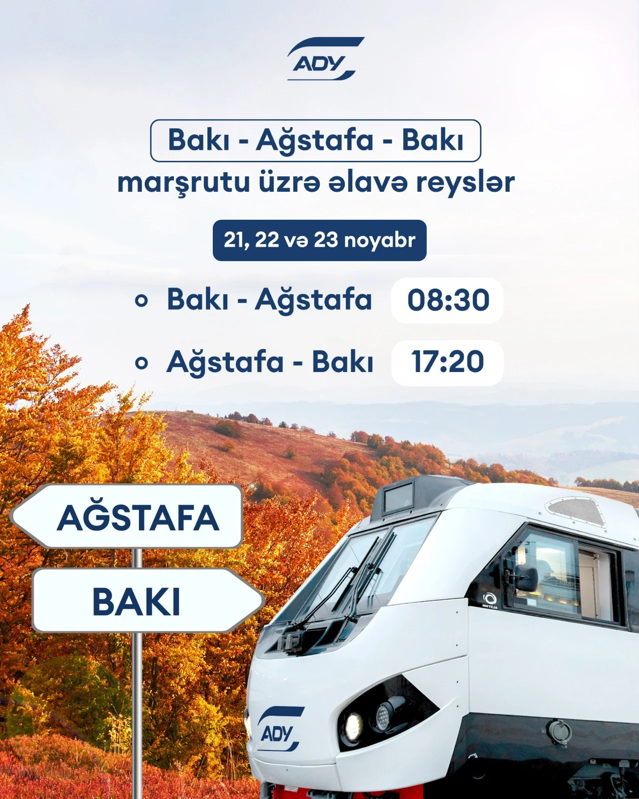 Bakı–Ağstafa marşrutu üzrə əlavə qatar reysləri təyin edilir