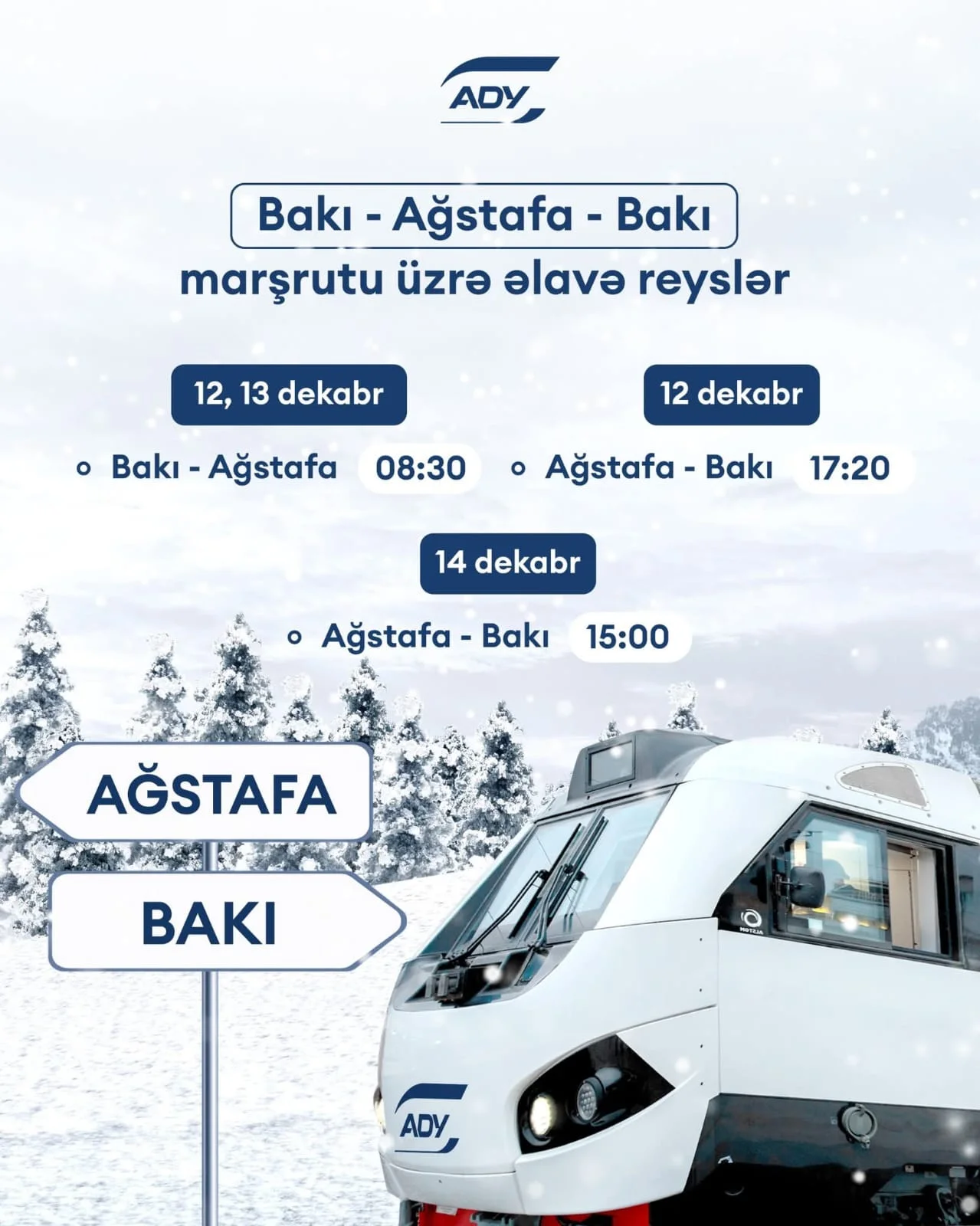 Bakı–Ağstafa və Bakı–Qazax Səfərlərinə Əlavə Qatar Reysləri – Biletlər Artıq Satışda