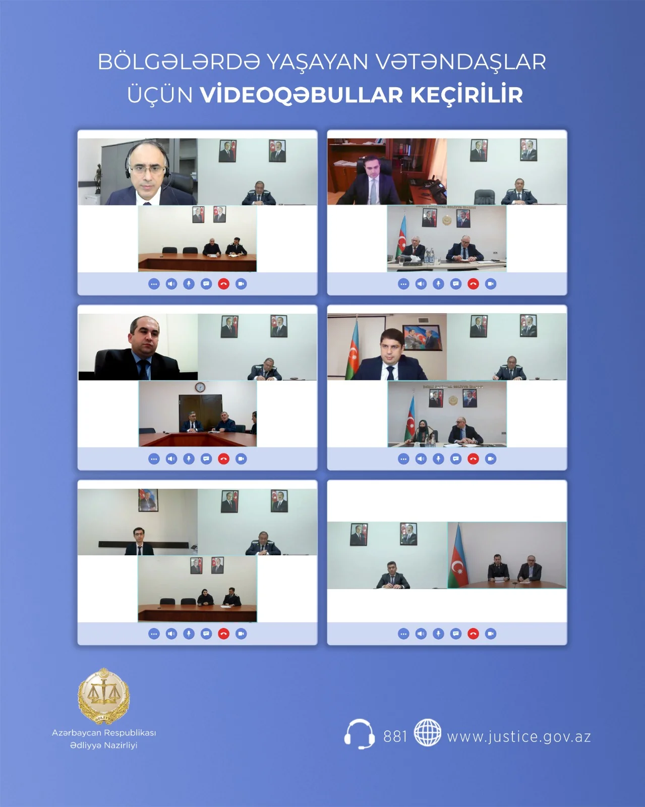 Ədliyyə Nazirliyi bölgələrdə yaşayan vətəndaşlar üçün videoqəbullar keçirir
