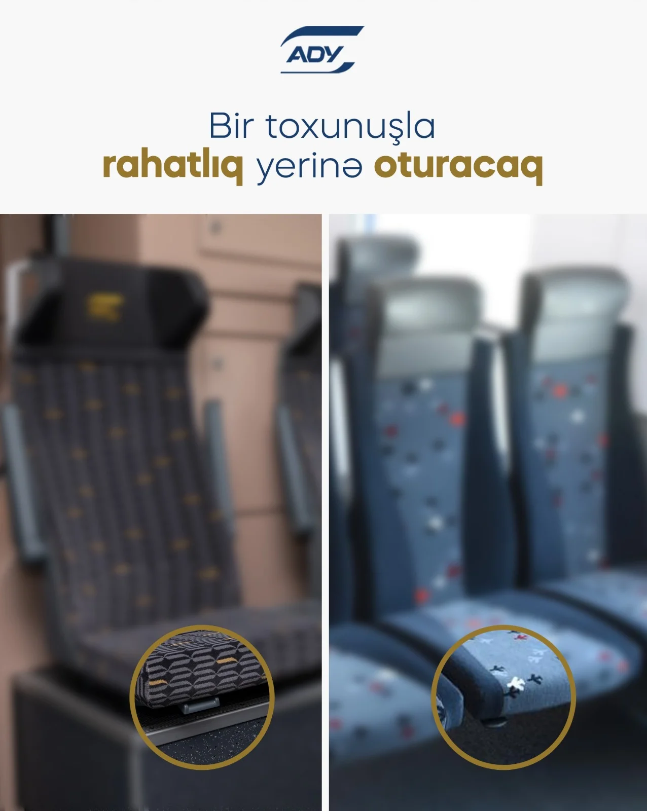 ADY müasir oturacaqlarla sərnişin rahatlığını artırır