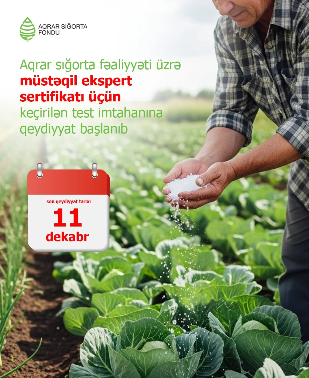 Müstəqil aqrar sığorta eksperti olmaq istəyənlər üçün test imtahanına qeydiyyat başlanıb