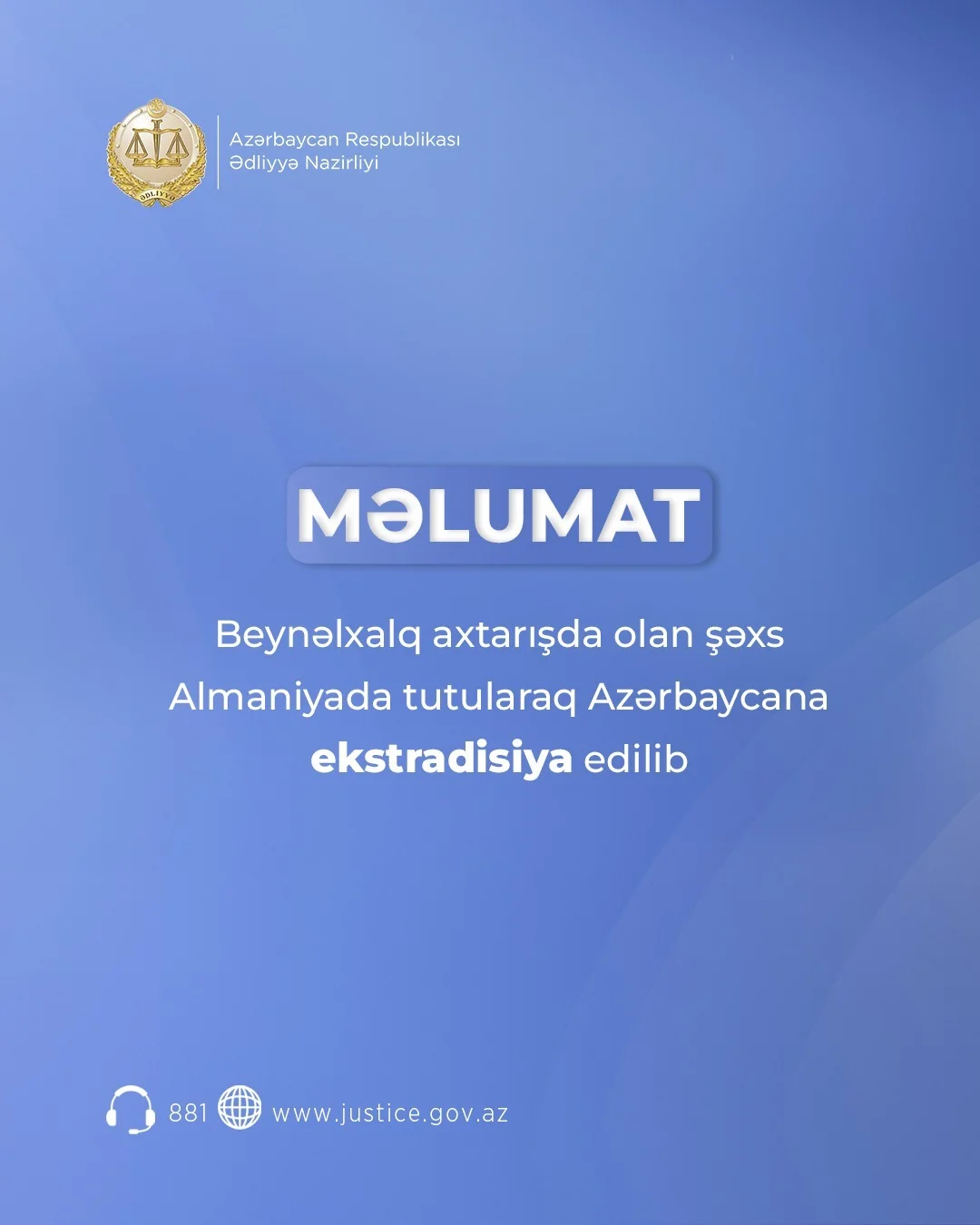Beynəlxalq axtarışda olan şəxs Almaniyada tutularaq Azərbaycana ekstradisiya edilib