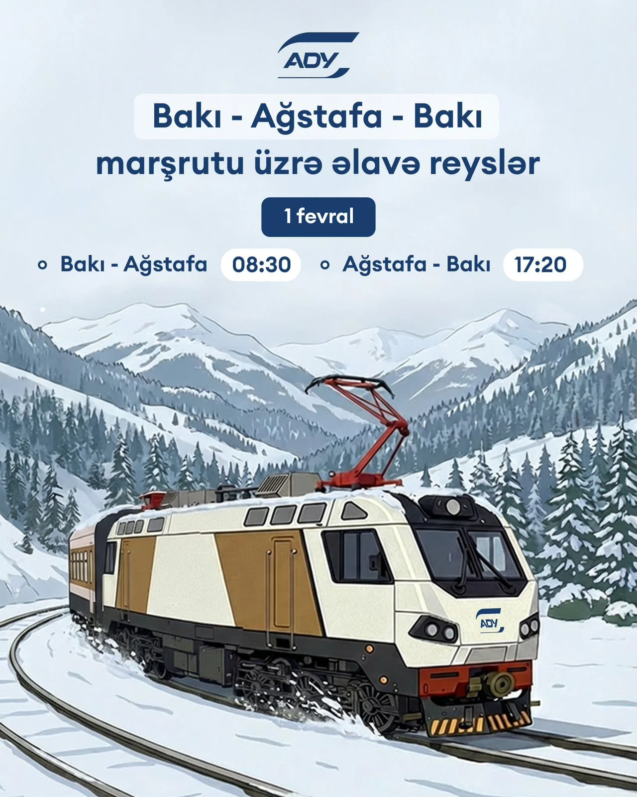 ADY Bakı–Ağstafa istiqamətində əlavə qatar reysləri təyin edir