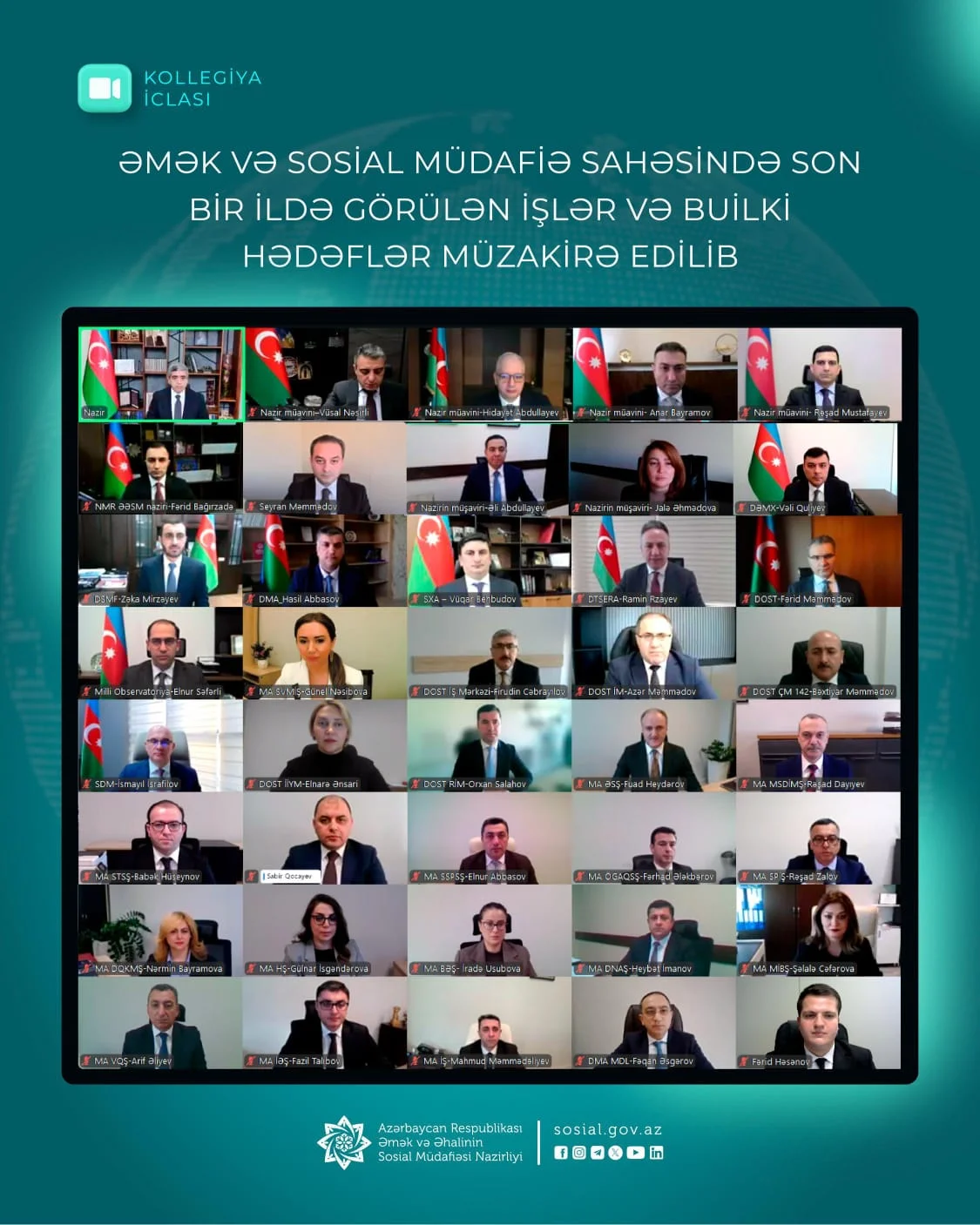 Əmək və sosial müdafiə sahəsində son bir ildə görülən işlər və builki hədəflər müzakirə edilib