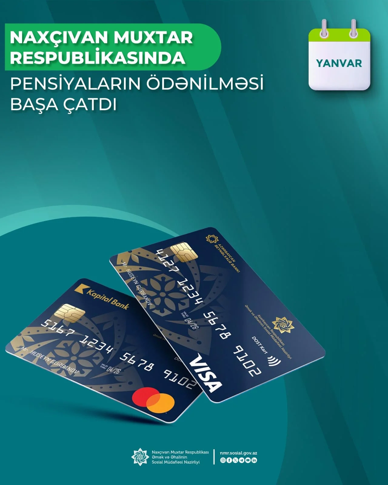 Naxçıvan Muxtar Respublikası üzrə yanvar ayının pensiya ödənişləri başa çatdırılıb