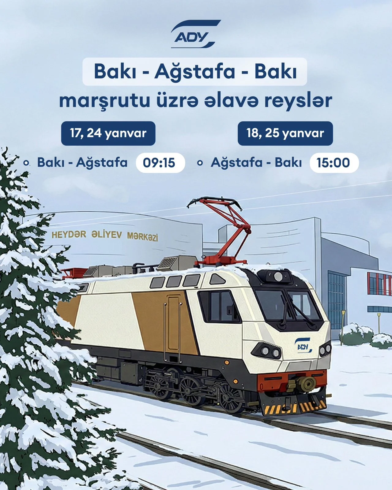 ADY Bakı–Ağstafa–Bakı marşrutu üzrə əlavə qatar reysləri və endirimlər tətbiq edir