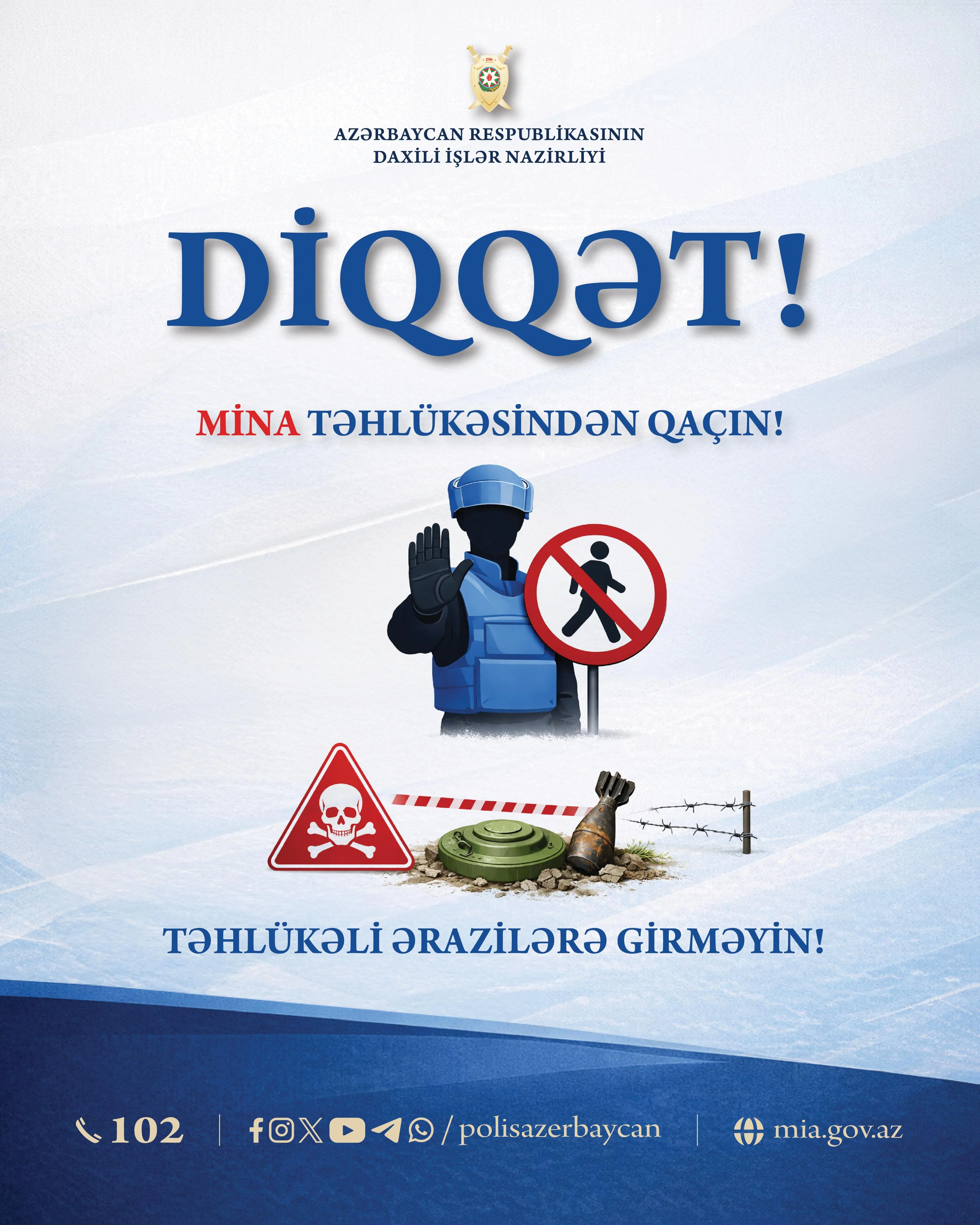 İşğaldan azad edilmiş ərazilərdə mina təhlükəsi ilə bağlı vətəndaşlara çağırış