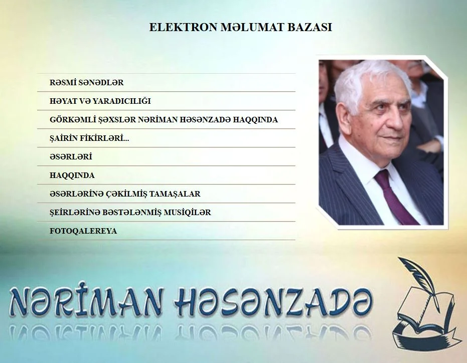 Milli Kitabxanada “Xalq şairi Nəriman Həsənzadə – 95” adlı kitab sərgisi və “Nəriman Həsənzadə” adlı elektron məlumat bazası istifadəçilərə təqdim olunub