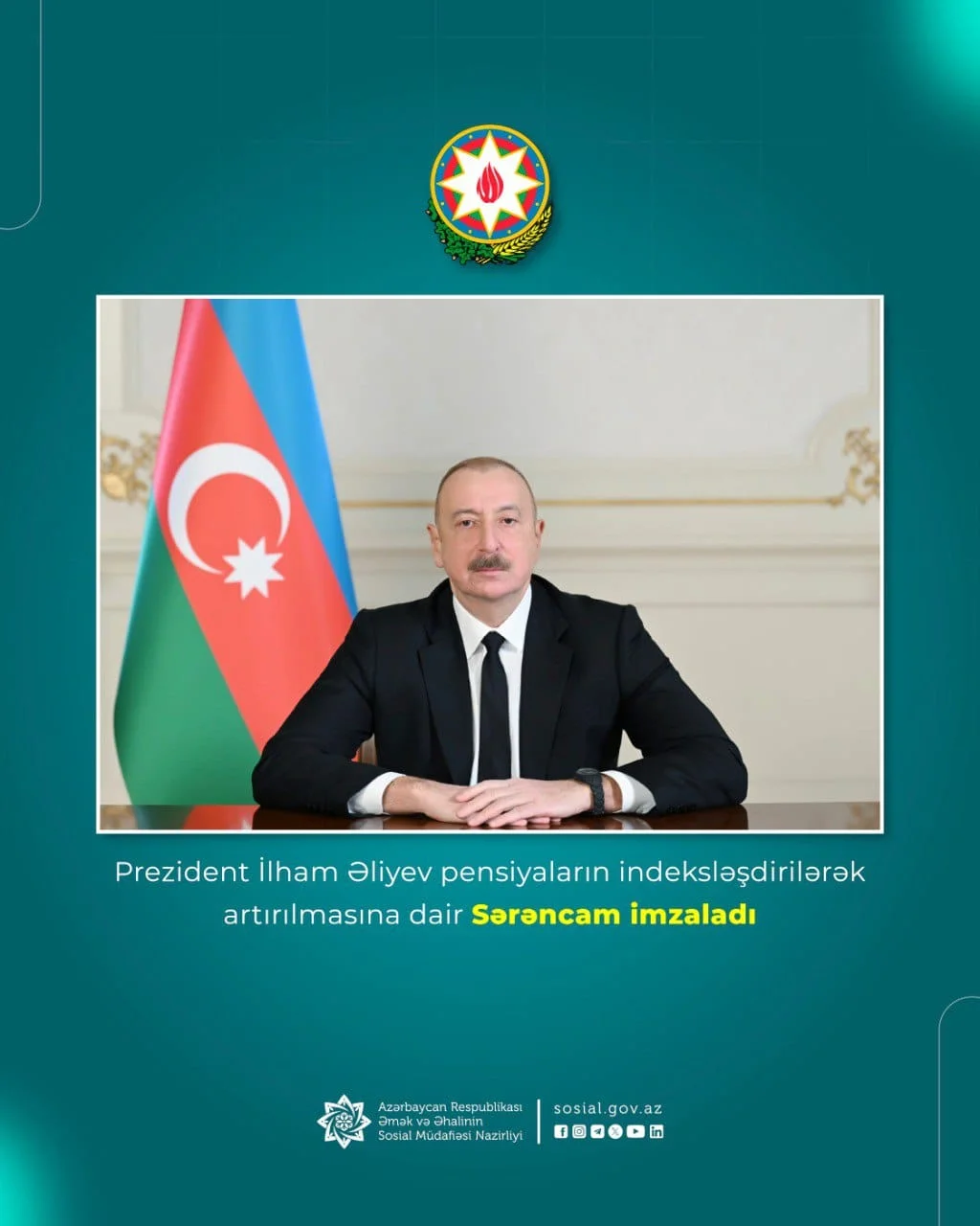 Əmək pensiyalarının indeksləşdirilməsi haqqında Azərbaycan Respublikası Prezidentinin Sərəncamı